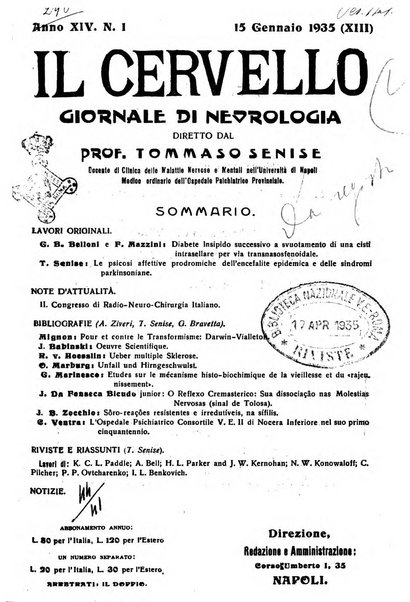 Il cervello Giornale di nevrologia