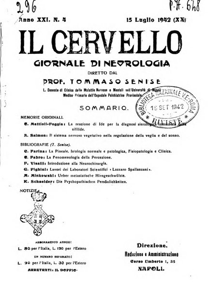 Il cervello Giornale di nevrologia