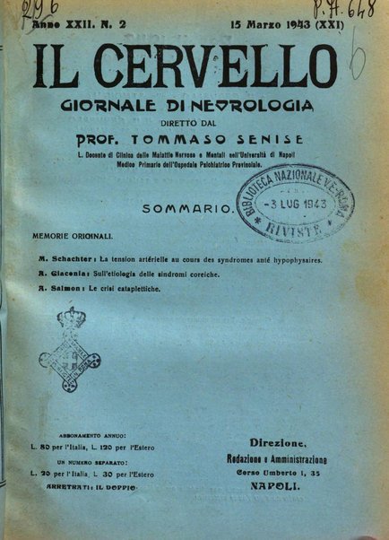 Il cervello Giornale di nevrologia