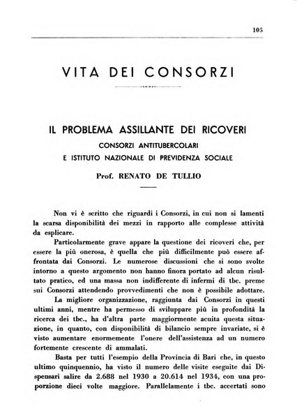 Il Consorzio antitubercolare Rivista mensile scientifico sociale di tisiologia