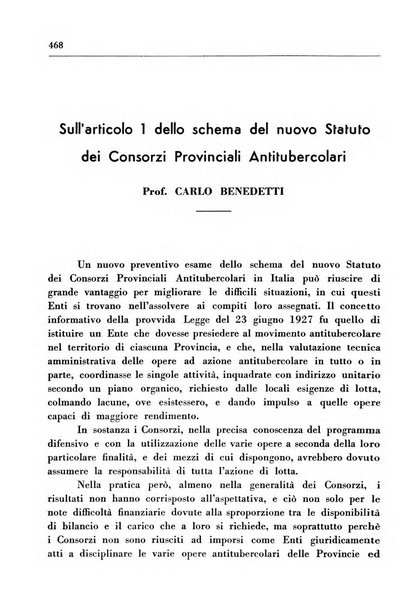 Il Consorzio antitubercolare Rivista mensile scientifico sociale di tisiologia