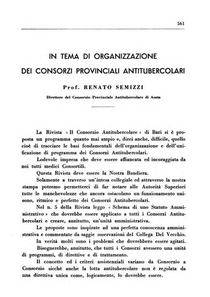 Il Consorzio antitubercolare Rivista mensile scientifico sociale di tisiologia