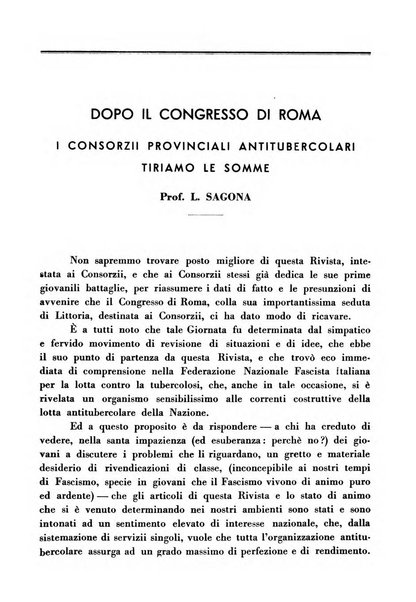 Il Consorzio antitubercolare Rivista mensile scientifico sociale di tisiologia