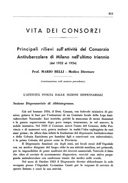 Il Consorzio antitubercolare Rivista mensile scientifico sociale di tisiologia