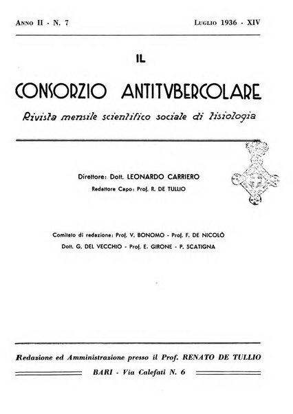 Il Consorzio antitubercolare Rivista mensile scientifico sociale di tisiologia