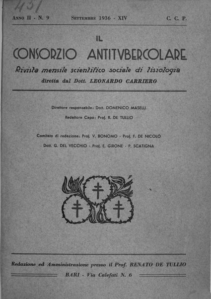 Il Consorzio antitubercolare Rivista mensile scientifico sociale di tisiologia