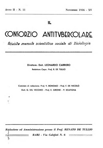 Il Consorzio antitubercolare Rivista mensile scientifico sociale di tisiologia