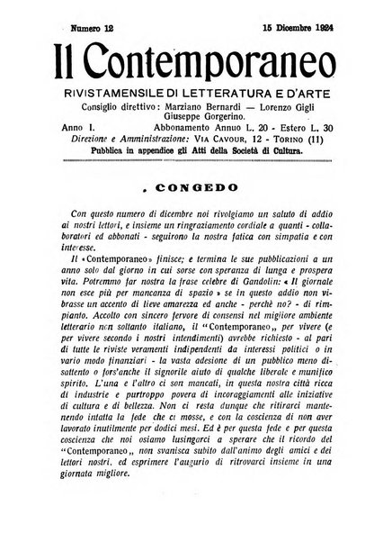 Il contemporaneo rivista mensile di letteratura e d'arte