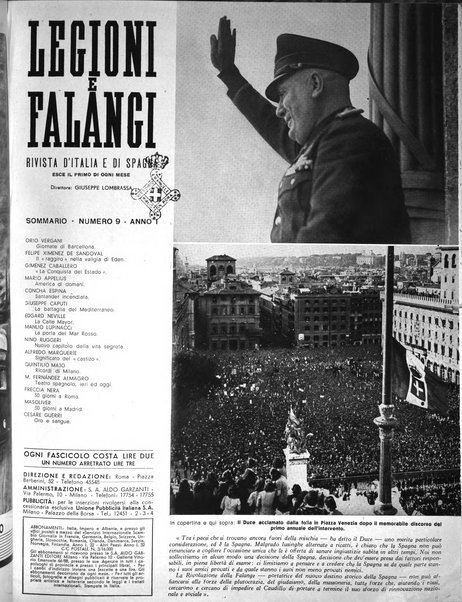 Legioni e falangi rivista d'Italia e di Spagna