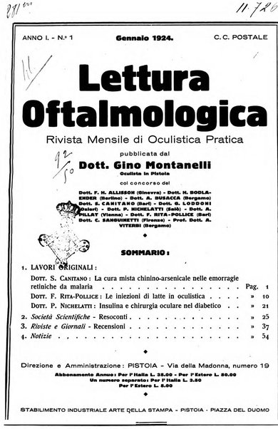 Lettura oftalmologica rivista mensile di oculistica pratica