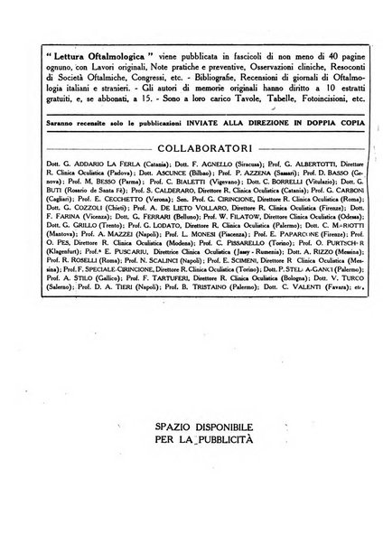 Lettura oftalmologica rivista mensile di oculistica pratica