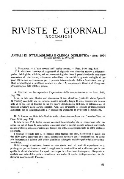 Lettura oftalmologica rivista mensile di oculistica pratica