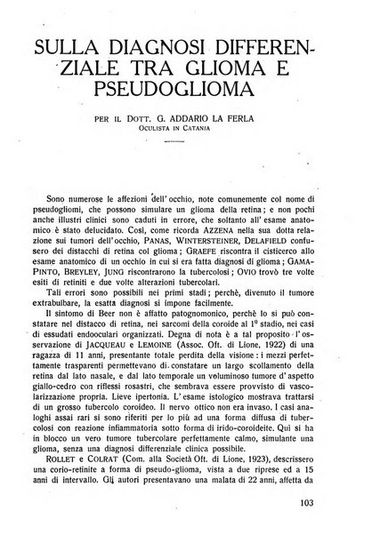 Lettura oftalmologica rivista mensile di oculistica pratica