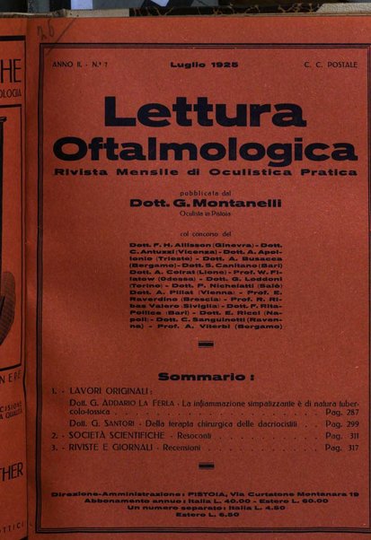 Lettura oftalmologica rivista mensile di oculistica pratica