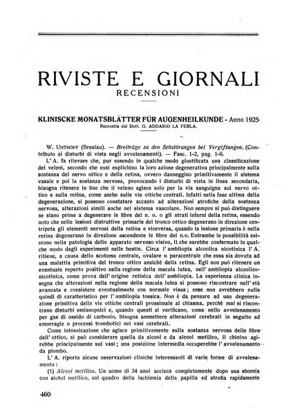 Lettura oftalmologica rivista mensile di oculistica pratica