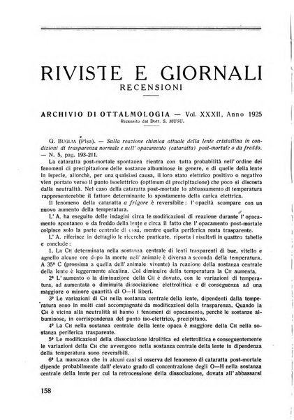 Lettura oftalmologica rivista mensile di oculistica pratica