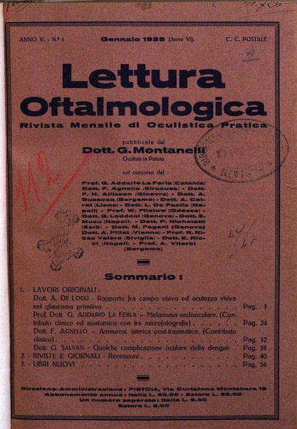 Lettura oftalmologica rivista mensile di oculistica pratica