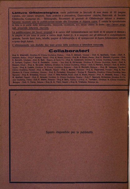 Lettura oftalmologica rivista mensile di oculistica pratica