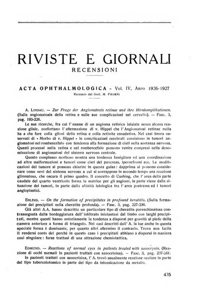 Lettura oftalmologica rivista mensile di oculistica pratica