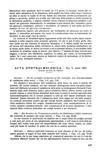 Lettura oftalmologica rivista mensile di oculistica pratica