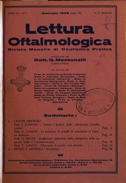 Lettura oftalmologica rivista mensile di oculistica pratica