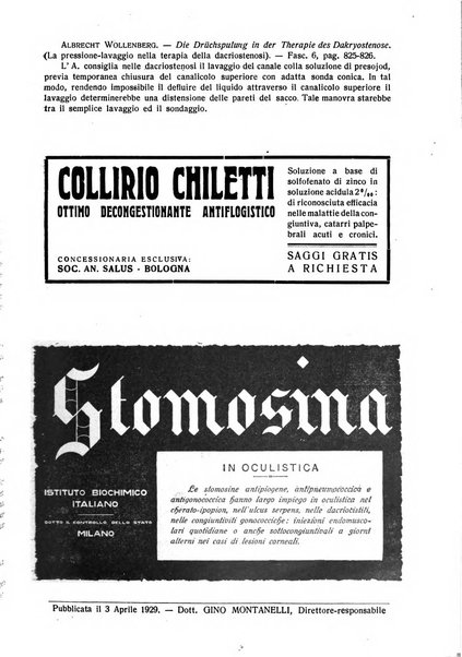 Lettura oftalmologica rivista mensile di oculistica pratica