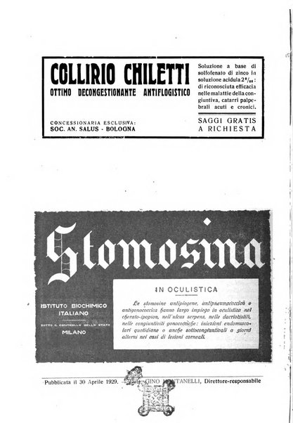 Lettura oftalmologica rivista mensile di oculistica pratica