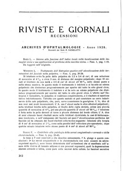 Lettura oftalmologica rivista mensile di oculistica pratica