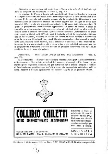 Lettura oftalmologica rivista mensile di oculistica pratica