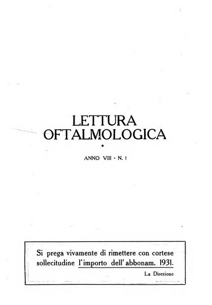 Lettura oftalmologica rivista mensile di oculistica pratica