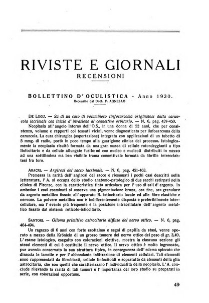 Lettura oftalmologica rivista mensile di oculistica pratica