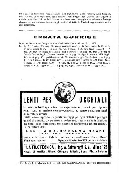 Lettura oftalmologica rivista mensile di oculistica pratica