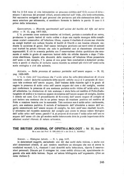 Lettura oftalmologica rivista mensile di oculistica pratica