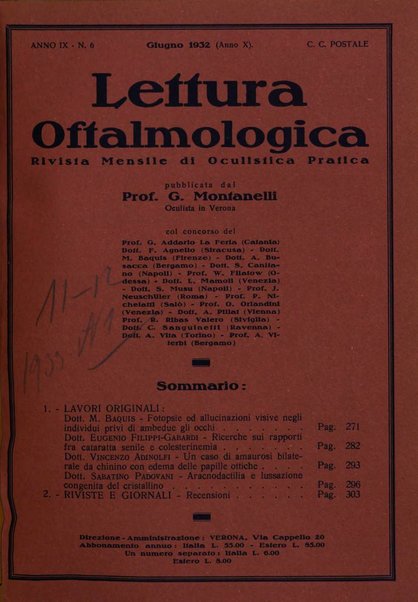 Lettura oftalmologica rivista mensile di oculistica pratica