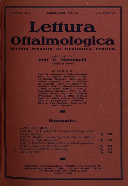 Lettura oftalmologica rivista mensile di oculistica pratica