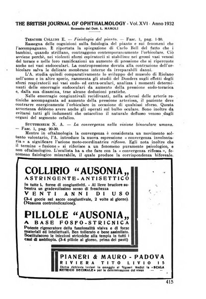 Lettura oftalmologica rivista mensile di oculistica pratica