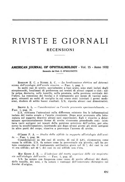 Lettura oftalmologica rivista mensile di oculistica pratica