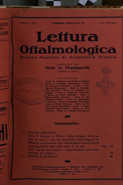 Lettura oftalmologica rivista mensile di oculistica pratica