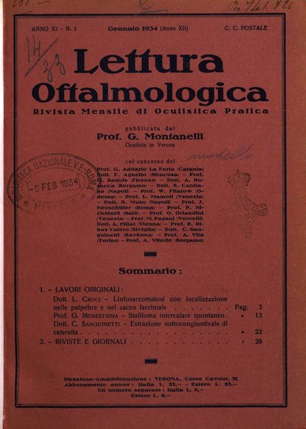 Lettura oftalmologica rivista mensile di oculistica pratica