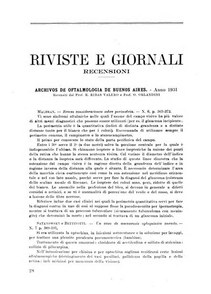 Lettura oftalmologica rivista mensile di oculistica pratica