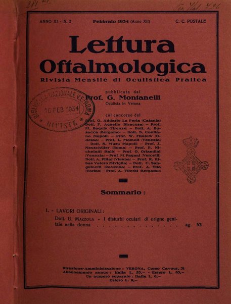 Lettura oftalmologica rivista mensile di oculistica pratica