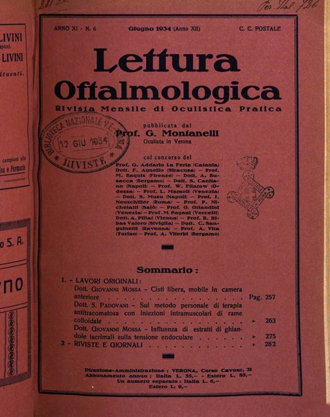 Lettura oftalmologica rivista mensile di oculistica pratica