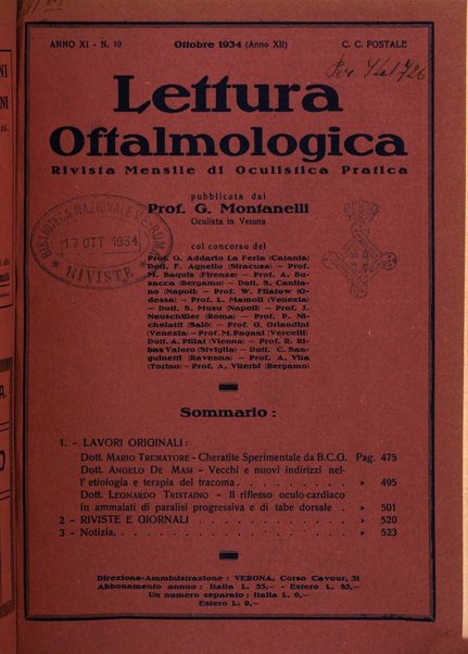 Lettura oftalmologica rivista mensile di oculistica pratica