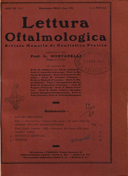 Lettura oftalmologica rivista mensile di oculistica pratica