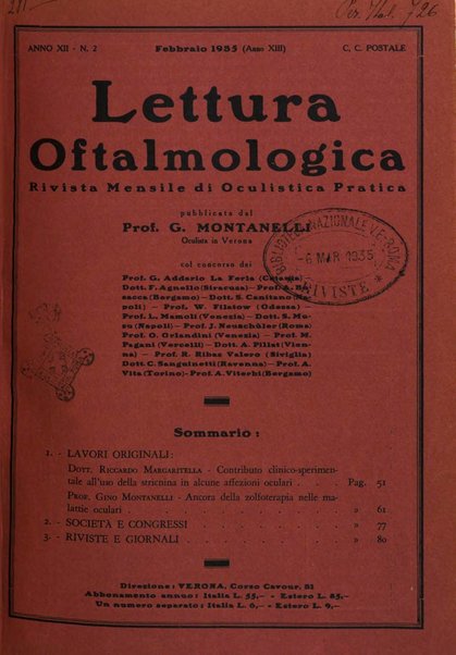 Lettura oftalmologica rivista mensile di oculistica pratica