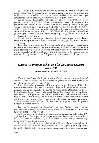 Lettura oftalmologica rivista mensile di oculistica pratica