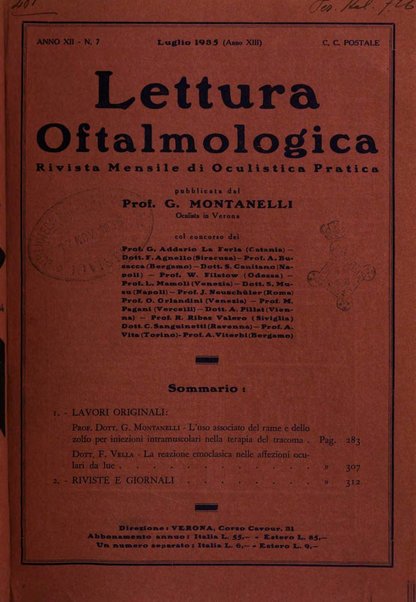 Lettura oftalmologica rivista mensile di oculistica pratica