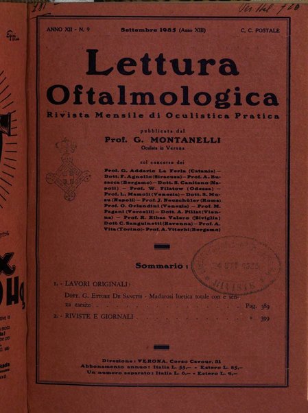 Lettura oftalmologica rivista mensile di oculistica pratica