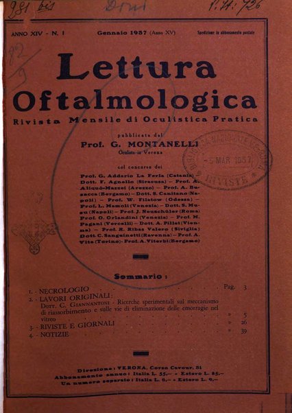 Lettura oftalmologica rivista mensile di oculistica pratica