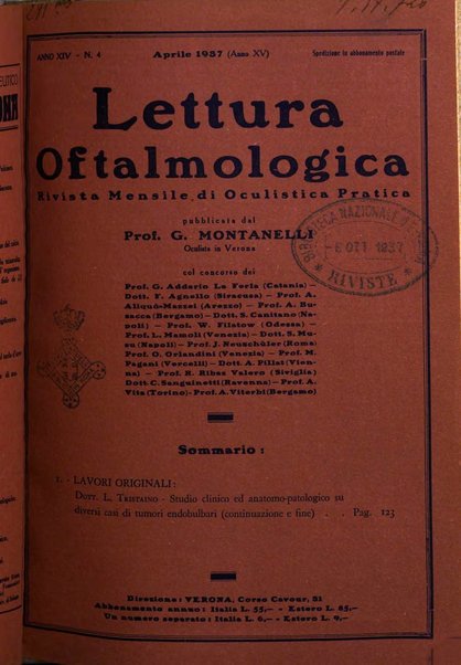 Lettura oftalmologica rivista mensile di oculistica pratica